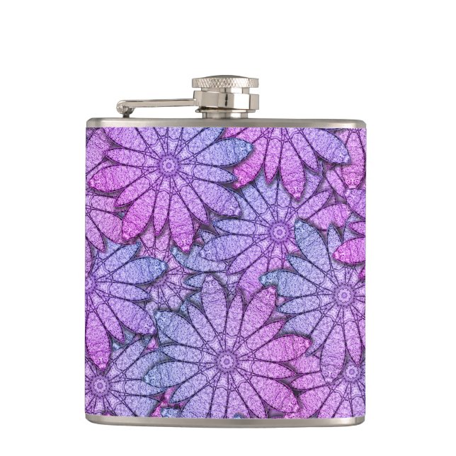 Fun Purple Flowers Flask (Front)
