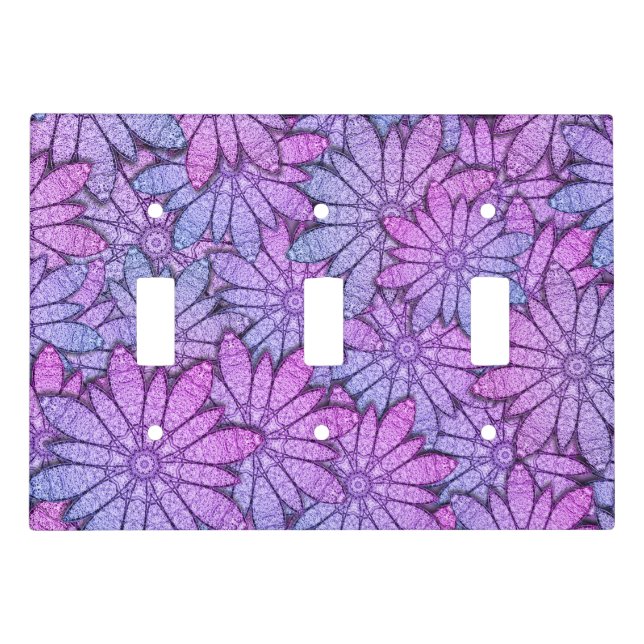 Fun Purple Flowers Light Switch Cover (Front)