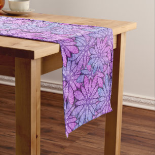 Fun Purple Flowers Long Table Runner