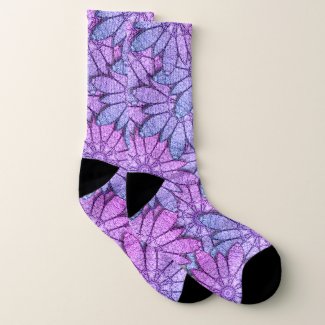 Fun Purple  Flowers Socks