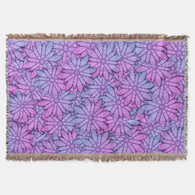 Fun Purple Flowers Throw Blanket (Front)