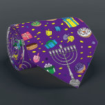Fun Purple Hanukkah Pattern  Neck Tie<br><div class="desc">Fun Purple Hanukkah Pattern neck tie</div>