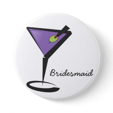 fun purple martini pinback button