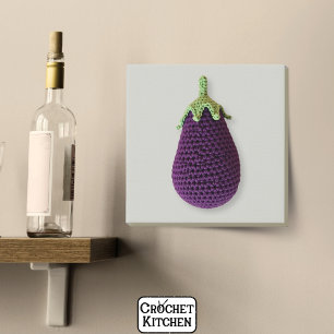 Fun Purple Modern Minimal Crochet Eggplant Faux Canvas Print