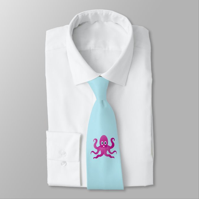Fun purple octopi neck tie (Tied)