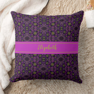 Fun Purple Pattern Monogrammed Throw Pillow