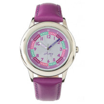 Fun Purple Personalize Kids Learn To Tell Time