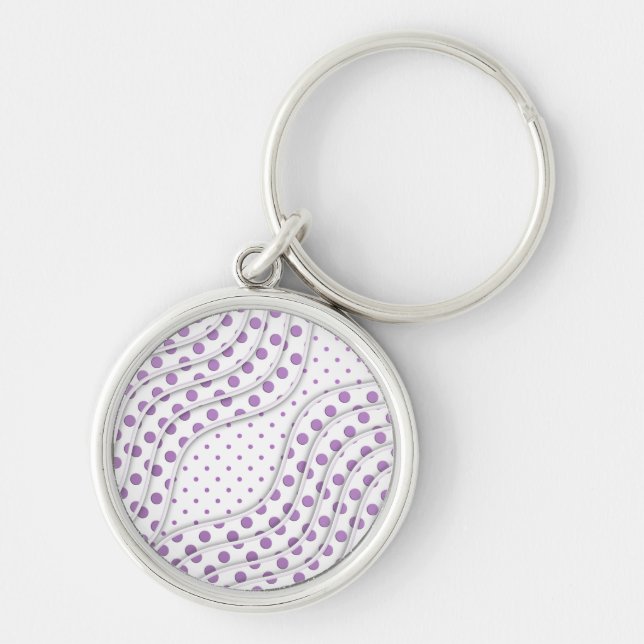 Fun Purple Polka Dot Design Keychain (Front)