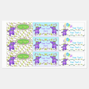 Fun Purple Princess Teddy Bear and Daisys Kids' Labels
