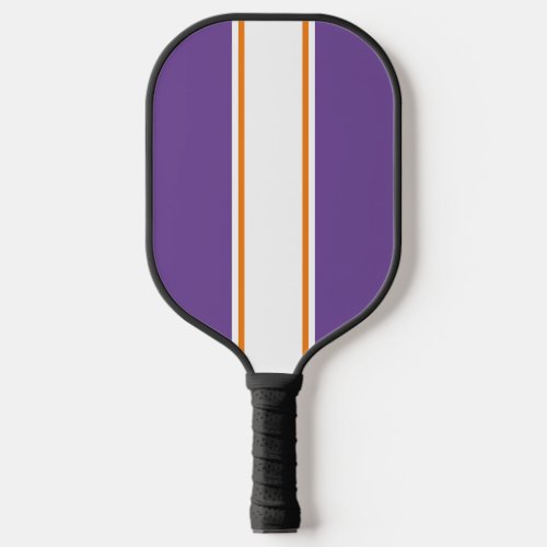 Fun Purple Slender White Orange Racing Stripes Pickleball Paddle