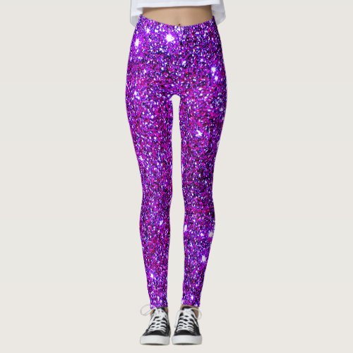 Fun Purple Sparkly Glittery Cute Fashion Leggings