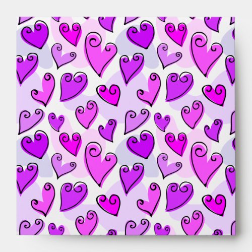Fun Purple Valentines hearts Envelope