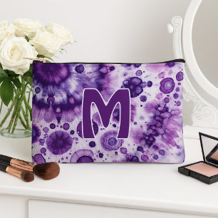 Fun Purple Violet Pink Batik Circles Art Pattern Accessory Pouch