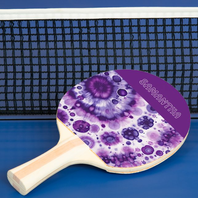 Fun Purple Violet Pink Batik Circles Art Pattern Ping Pong Paddle (Insitu)