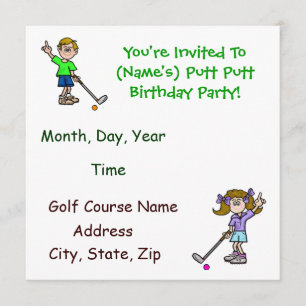 Fun Putt Putt Golf Birthday Party Invitations