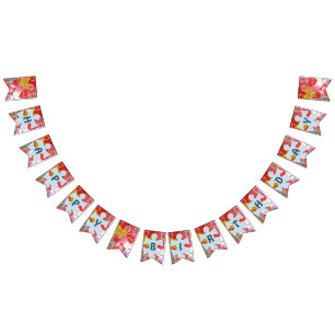 Fun Puzzle Balloon Happy Birthday Bunting Flags