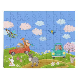 Fun puzzle for kids, donkey, birds, animals