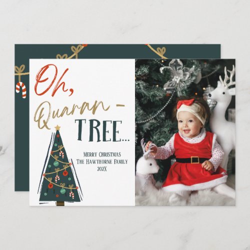 Fun Quarantine Christmas Tree Custom Photo Holiday Card