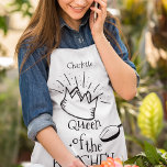 Fun Queen Of The Kitchen Personalized Apron<br><div class="desc">This fun apron will make a great gift for christmas, birthdays, new home or any other special occassion. The apron features a simplistic black and white design, peronalized with your name and the text 'QUEEN OF THE KITCHEN' very easily edited to make it read 'king, prince or princess of the...</div>