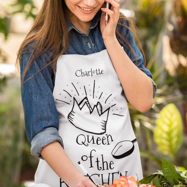 Fun Queen Of The Kitchen Personalized Apron (Creator Uploaded)