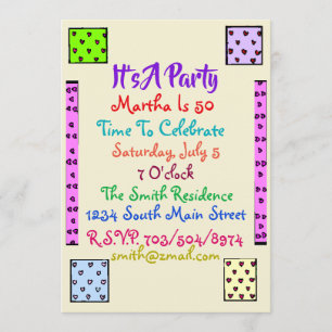 Fun Quilt Birthday Party Invitation