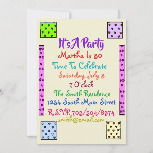 Fun Quilt Birthday Party Invitation