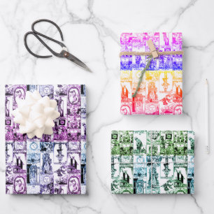 Fun Quirky Colorful Rainbow Vintage Tarot Card Wrapping Paper Sheets