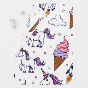 Fun Quirky Doodles: Ice Creams, Unicorns, and Rock Baby Blanket