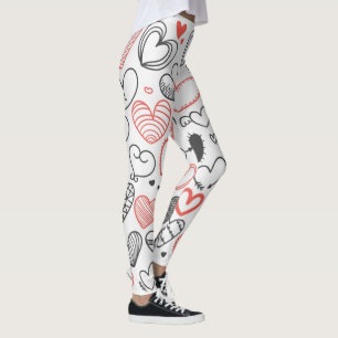 Fun quirky graffiti hearts leggings