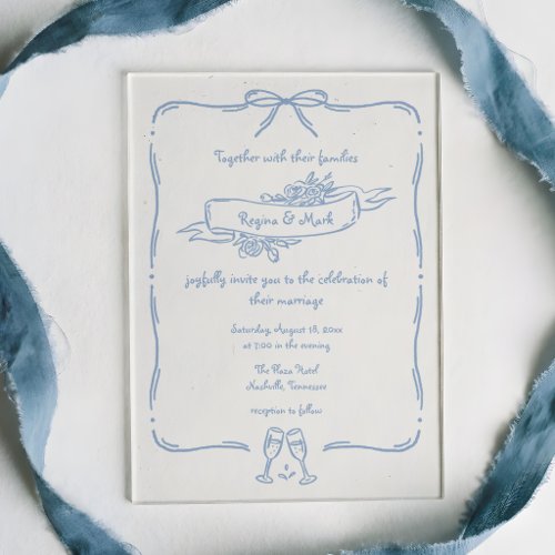 Fun Quirky Hand Drawn Doodle Wedding Acrylic Invitations