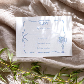 Fun Quirky Hand Drawn Doodle Wedding RSVP Card