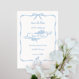 Fun Quirky Hand Drawn Doodle Wedding Save The Date