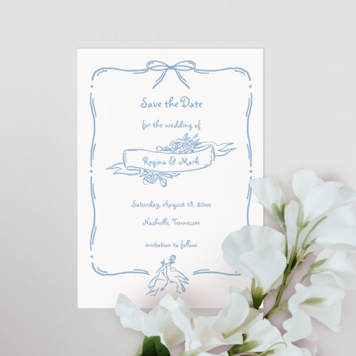 Fun Quirky Hand Drawn Doodle Wedding Save The Date