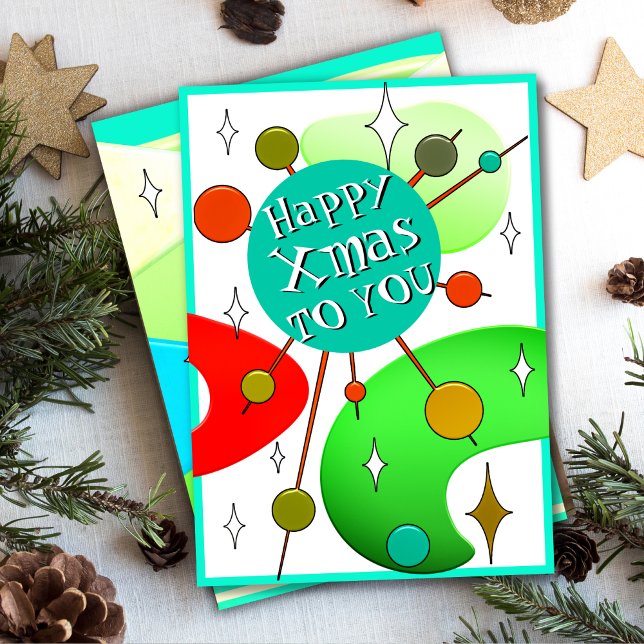 Fun Quirky Retro Christmas Mid Century Holiday Card (Creator Uploaded)