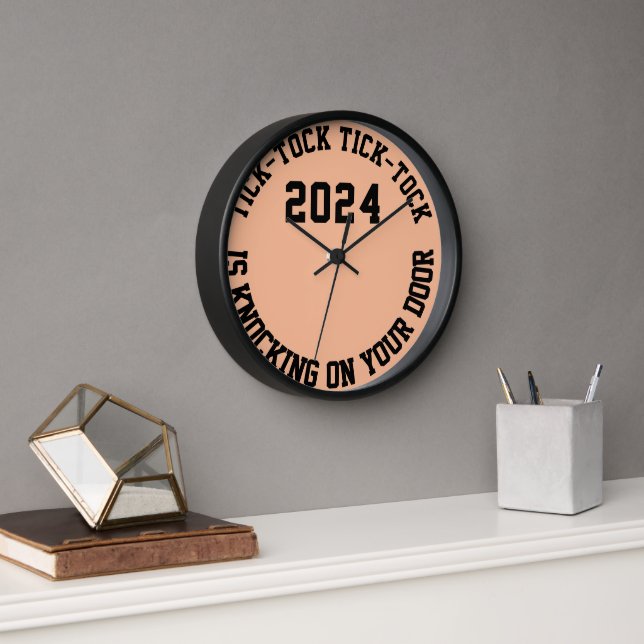 Fun Quote 2024 New Year's Eve Countdown Peach Fuzz Clock (Office)