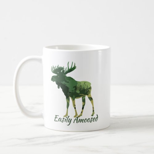 Fun Quote Easily Amoosed Camouflage Moose Coffee Mug