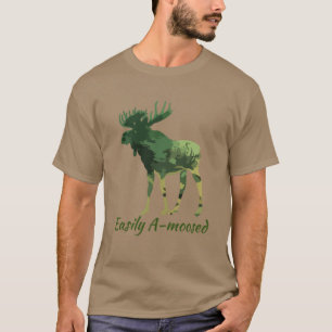 Fun Quote Easily Amoosed Camouflage Moose T-Shirt