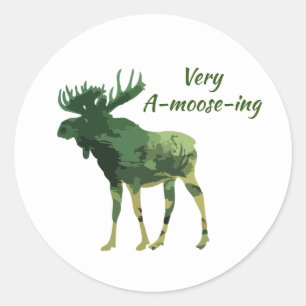 Fun Quote Find this Amoosing Moose Classic Round Sticker