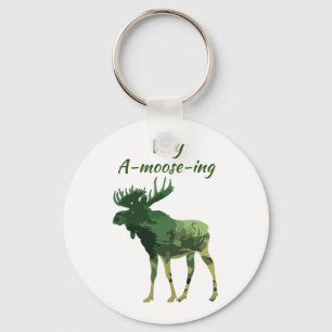 Fun Quote Find this Amoosing Moose T-Shirt Keychain