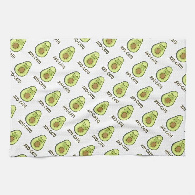 Fun Quote Saying Avo Cato Humor Cat Avocado  Kitchen Towel (Horizontal)