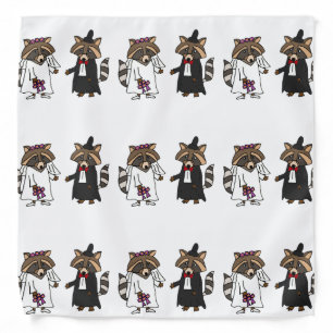 Fun Raccoon Bride and Groom Wedding Art Bandana