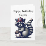 Fun Raccoon Brother Baseball Birthday Animal Card<br><div class="desc">Fun Raccoon Brother Baseball Birthday Animal</div>