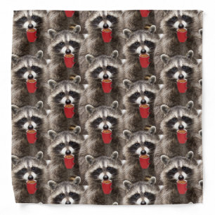 Fun Raccoons Drinking Coffee Cute Animal Art Bandana