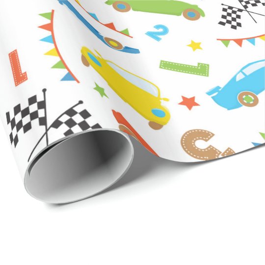 Fun Race car pattern boys party wrapping paper | Zazzle.com