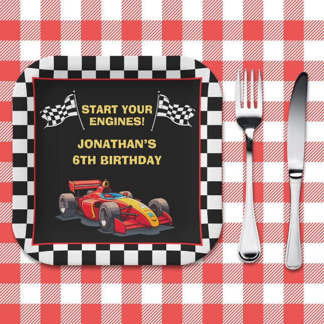 Fun Racing Driver Birthday Boy Paper Plates (Creator Uploaded)