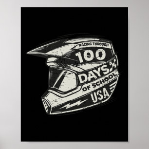 Fun Racing Through 100 Days of School - Race Helme Poster