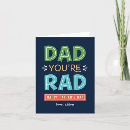 Fun Rad Dad Custom Fathers Day Card