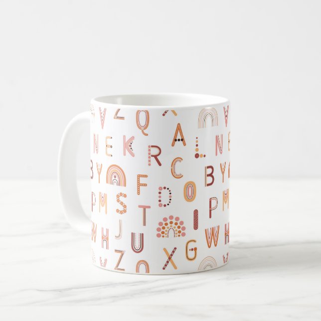 Fun Rainbow Alphabet Pattern Coffee Mug (Front Left)