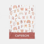 Fun Rainbow Alphabet Pattern Fleece Blanket