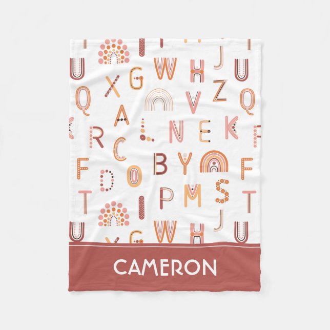 Fun Rainbow Alphabet Pattern Fleece Blanket (Front)